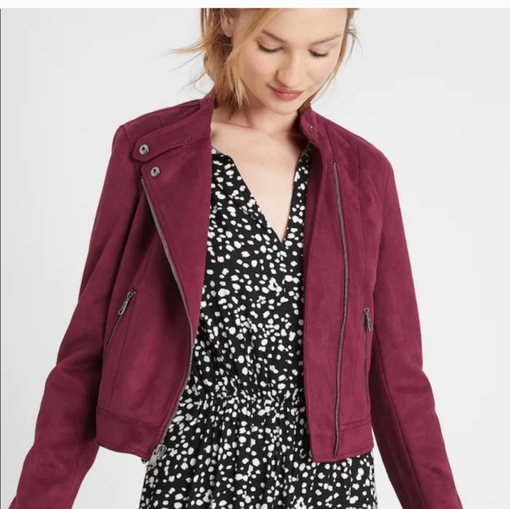 Banana Republic Cotton Moto Jacket Garnet Red Medium M